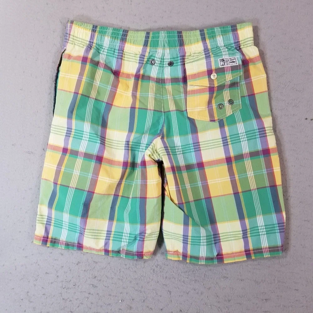 Polo Ralph Lauren swim shorts men's large green plaid preppy